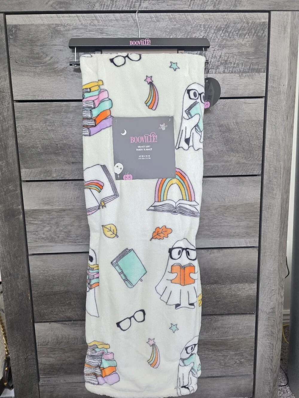Ghost Reading a Book Halloween Throw Blanket 60